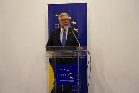 Local and International EULEX Mission Members receive the EU CSDP Service Medal